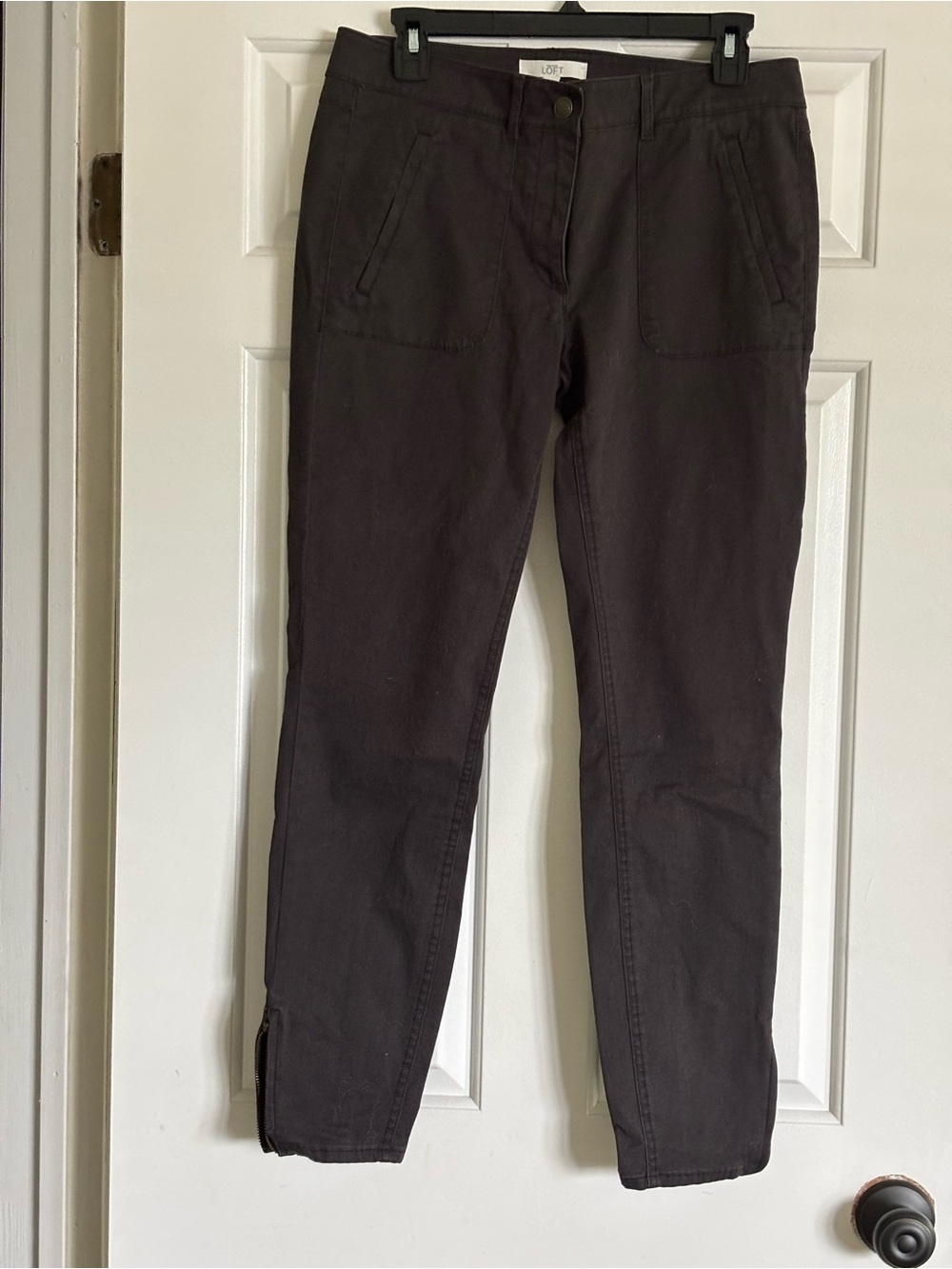 LOFT Ankle-Length Straight Pants in Dark Brown